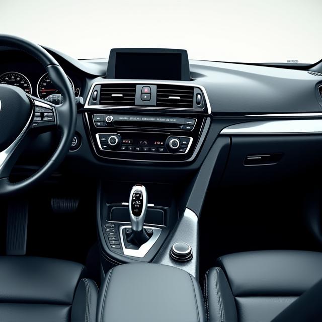 The same car interior, immaculately cleaned and fully detailed, with all surfaces gleaming and fresh.